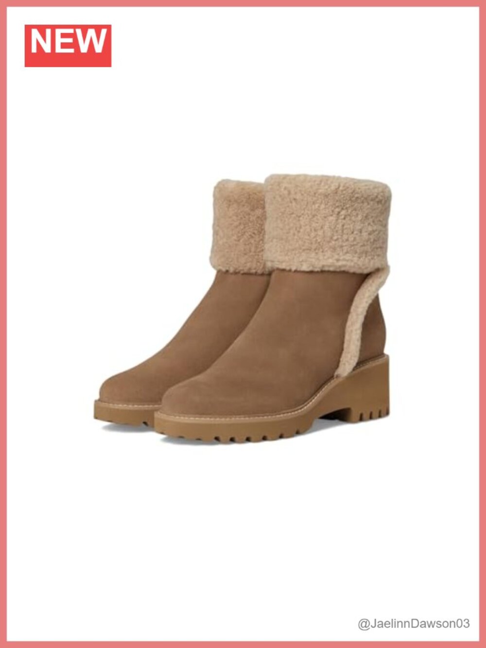 Suede Almond Toe Waterproof Ankle Booties Pull-On Block Heel Faux Fur Trim